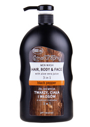 Face, body and hair wash gel with aloe juice with black pepper scent 1L