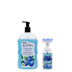 A set of foam hand soaps with a blueberry scent